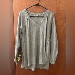Wildfox Heather Gray V-Neck Long Sleeve Top